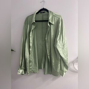 Green SHEIN curve button up